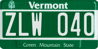 VT license plate ZLW040