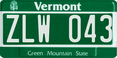 VT license plate ZLW043