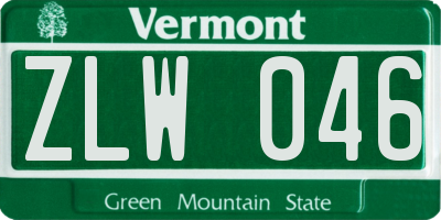 VT license plate ZLW046