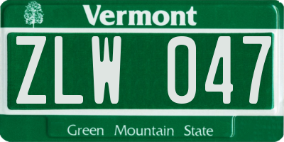 VT license plate ZLW047
