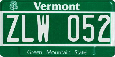 VT license plate ZLW052