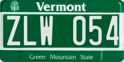 VT license plate ZLW054
