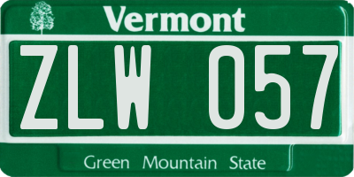 VT license plate ZLW057