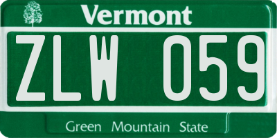 VT license plate ZLW059