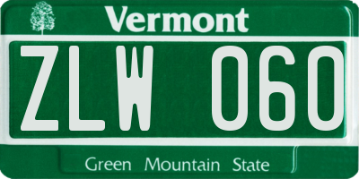 VT license plate ZLW060