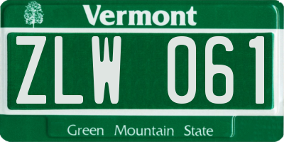 VT license plate ZLW061