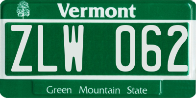 VT license plate ZLW062