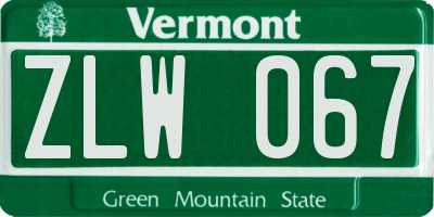 VT license plate ZLW067