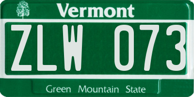 VT license plate ZLW073