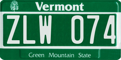 VT license plate ZLW074