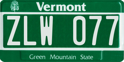 VT license plate ZLW077