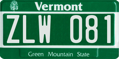 VT license plate ZLW081