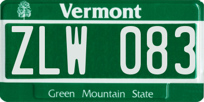 VT license plate ZLW083
