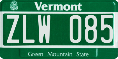 VT license plate ZLW085