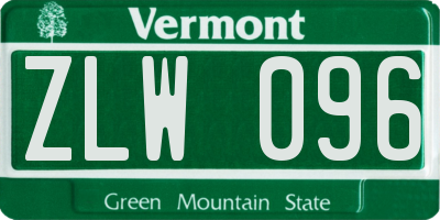 VT license plate ZLW096