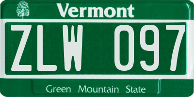 VT license plate ZLW097