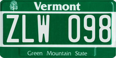 VT license plate ZLW098