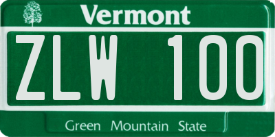 VT license plate ZLW100