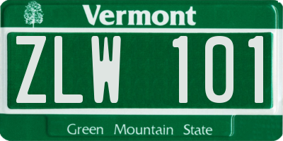 VT license plate ZLW101