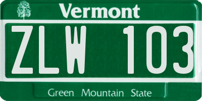 VT license plate ZLW103