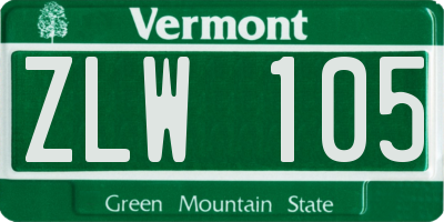 VT license plate ZLW105