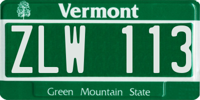 VT license plate ZLW113