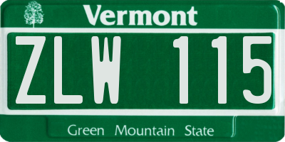 VT license plate ZLW115