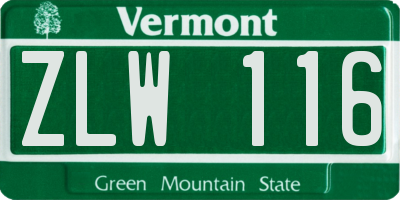 VT license plate ZLW116