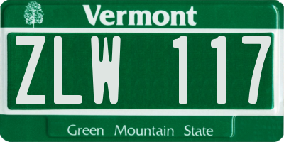 VT license plate ZLW117