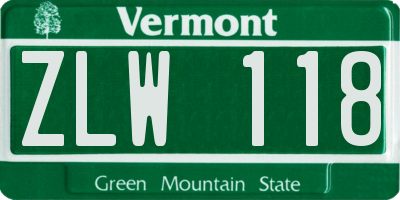 VT license plate ZLW118