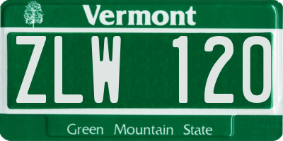 VT license plate ZLW120