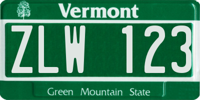 VT license plate ZLW123