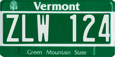 VT license plate ZLW124