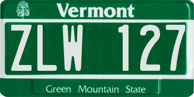 VT license plate ZLW127