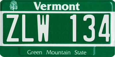 VT license plate ZLW134