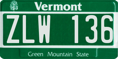 VT license plate ZLW136