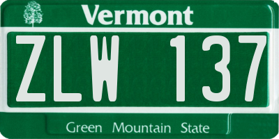 VT license plate ZLW137