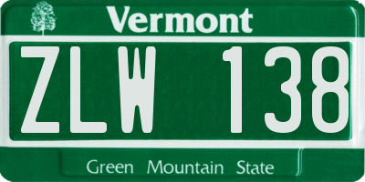 VT license plate ZLW138
