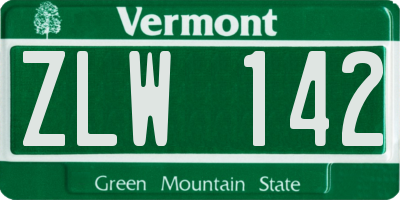 VT license plate ZLW142