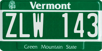 VT license plate ZLW143