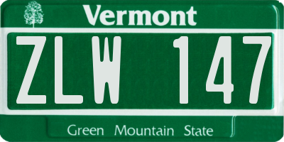 VT license plate ZLW147