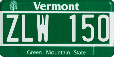 VT license plate ZLW150