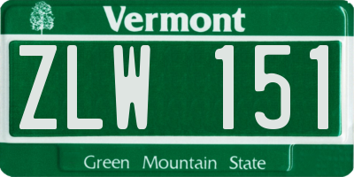 VT license plate ZLW151