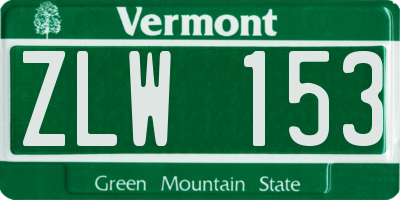 VT license plate ZLW153