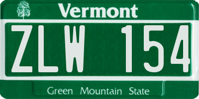 VT license plate ZLW154