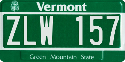 VT license plate ZLW157