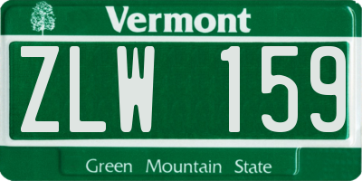 VT license plate ZLW159