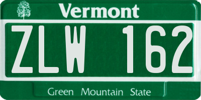VT license plate ZLW162