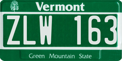 VT license plate ZLW163
