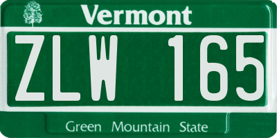 VT license plate ZLW165